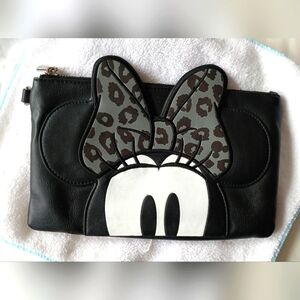 Disney Black and White Minnie Mouse Clutch with Leopard Bow